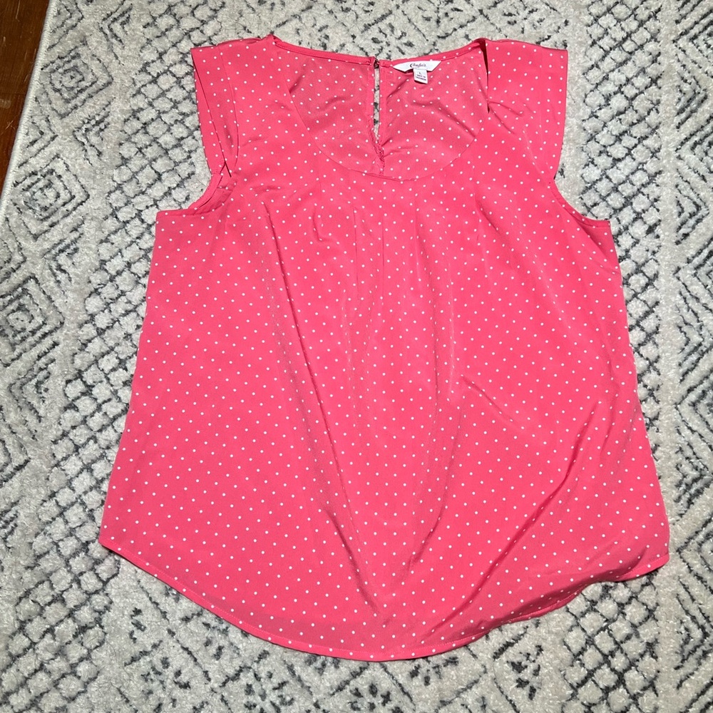 Pink polkadot scoopneck tank